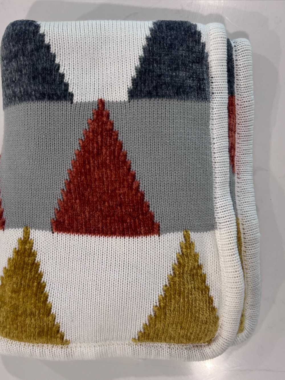 Pottery Barn Kids Colorblock Knit Throw - White, Mustard & Rust
